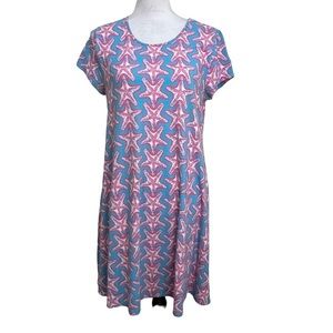 Crown‎ & Ivy Beach Pastel Starfish Casual Swing Dress Beach Coverup Vacation